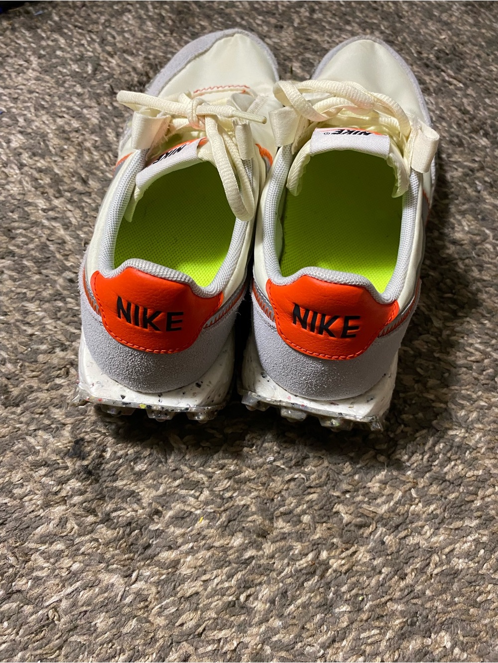 Nike Cream Sneakers with Grey Swoosh & Orange Accents - Picture 2 of 5